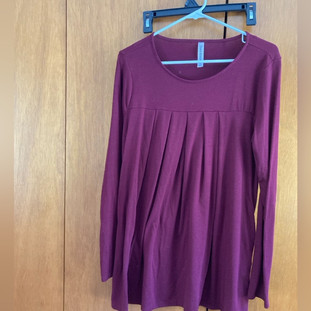 Zenana Premium Burgundy Long Sleeve Top